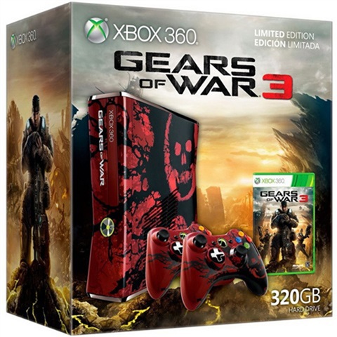 Xbox 360 Slim Gears of War 3 Ed. (Sem Jogo) + 1 Comando, Caixa